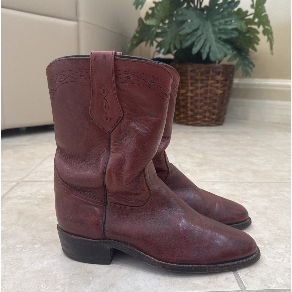 Vintage FRYE Billy Pull On Boot Red Leather 10D USA Country Rodeo Western Cowboy